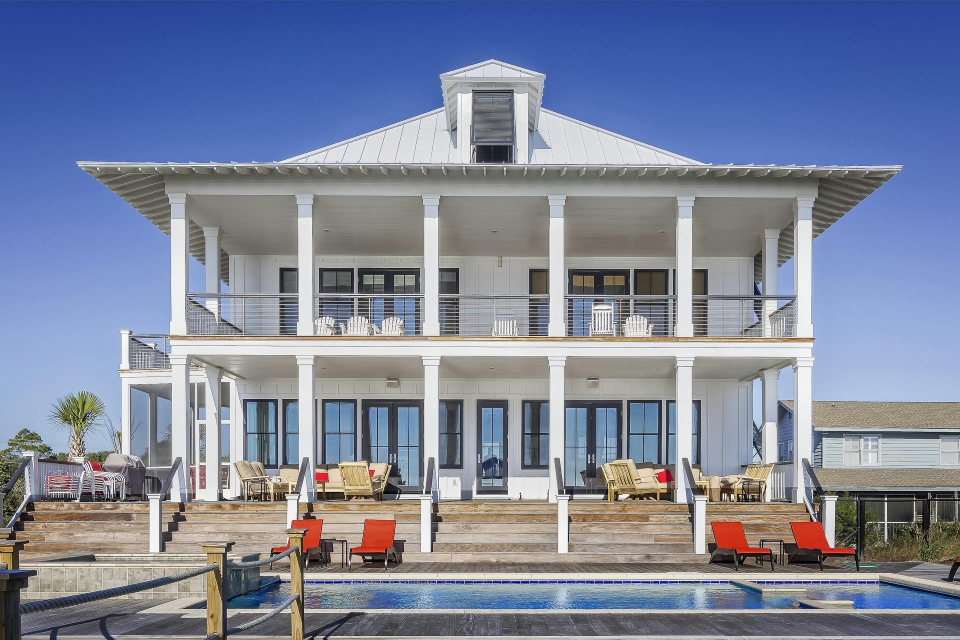 Luxury villa exterior with pool